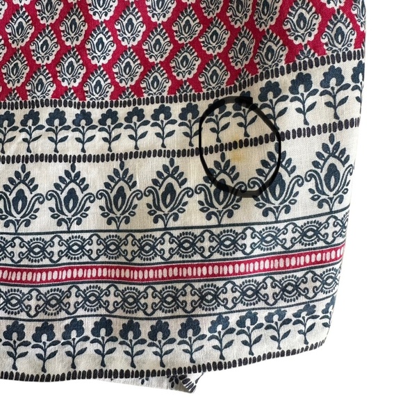 Banana Republic Border Print boho linen blend skirt Size 4 red blue white print - Picture 5 of 9